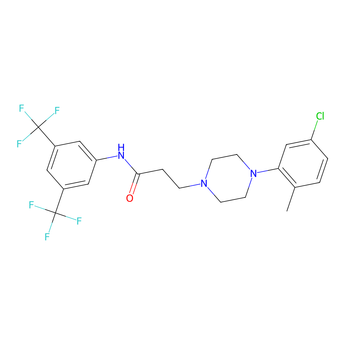 N-(3,5-Bis(trifluoromethyl)phenyl)-3-(4-(5-chloro-2-methylphenyl)piperazinyl)propanamide molecular structure, CAS 1024298-84-7
