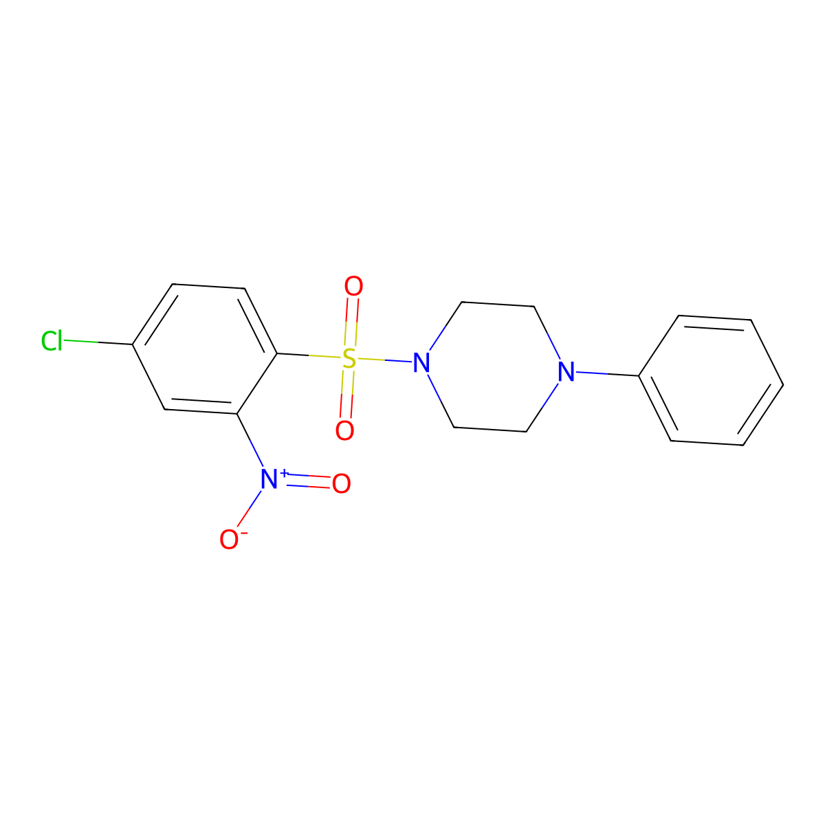 4-Chloro-2-nitro-1-((4-phenylpiperazinyl)sulfonyl)benzene molecular structure, CAS 1024298-87-0