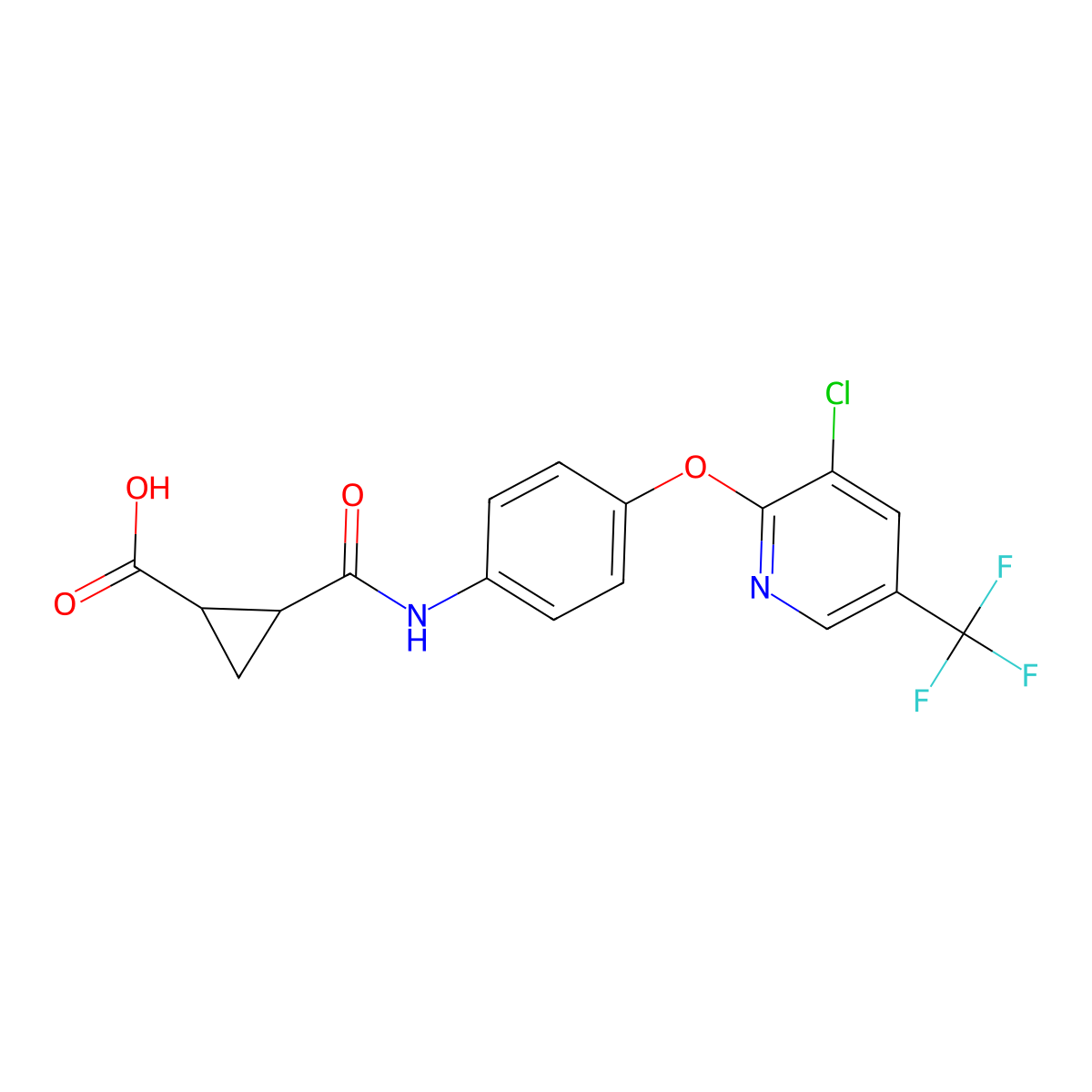 2-(N-(4-(3-Chloro-5-(trifluoromethyl)-2-pyridyloxy)phenyl)carbamoyl)cyclopropanecarboxylic acid molecular structure, CAS 1024301-83-4