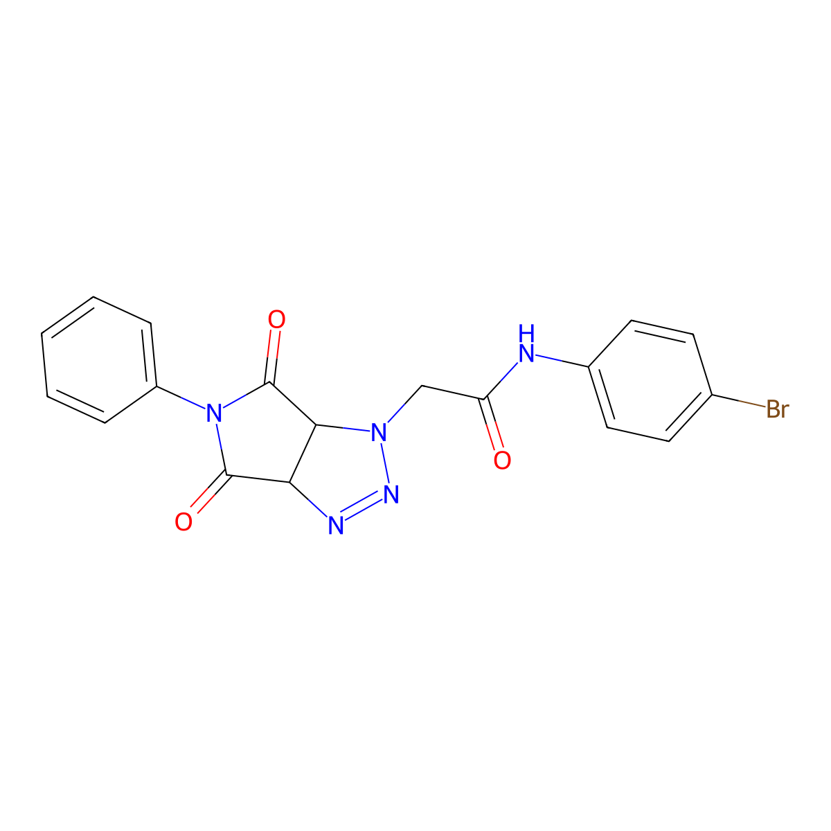 N-(4-bromophenyl)-2-(4,6-dioxo-5-phenyl-3a,6a-dihydropyrrolo[3,4-d]triazol-3-yl)acetamide molecular structure, CAS 1024304-00-4