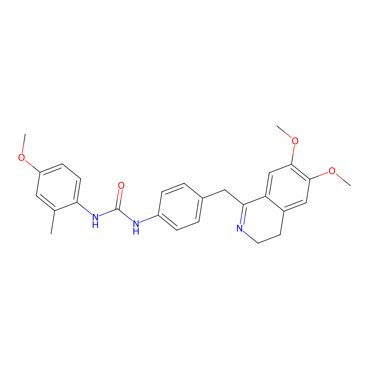 1-[4-[(6,7-Dimethoxy-3,4-dihydroisoquinolin-1-yl)methyl]phenyl]-3-(4-methoxy-2-methylphenyl)urea molecular structure, CAS 1024308-99-3