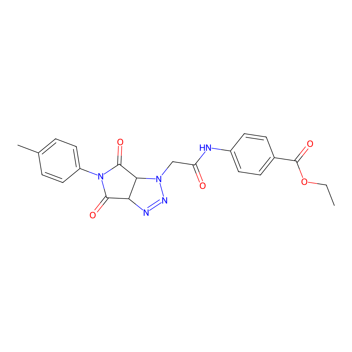 Ethyl 4-[[2-[5-(4-methylphenyl)-4,6-dioxo-3a,6a-dihydropyrrolo[3,4-d]triazol-3-yl]acetyl]amino]benzoate molecular structure, CAS 1024310-85-7
