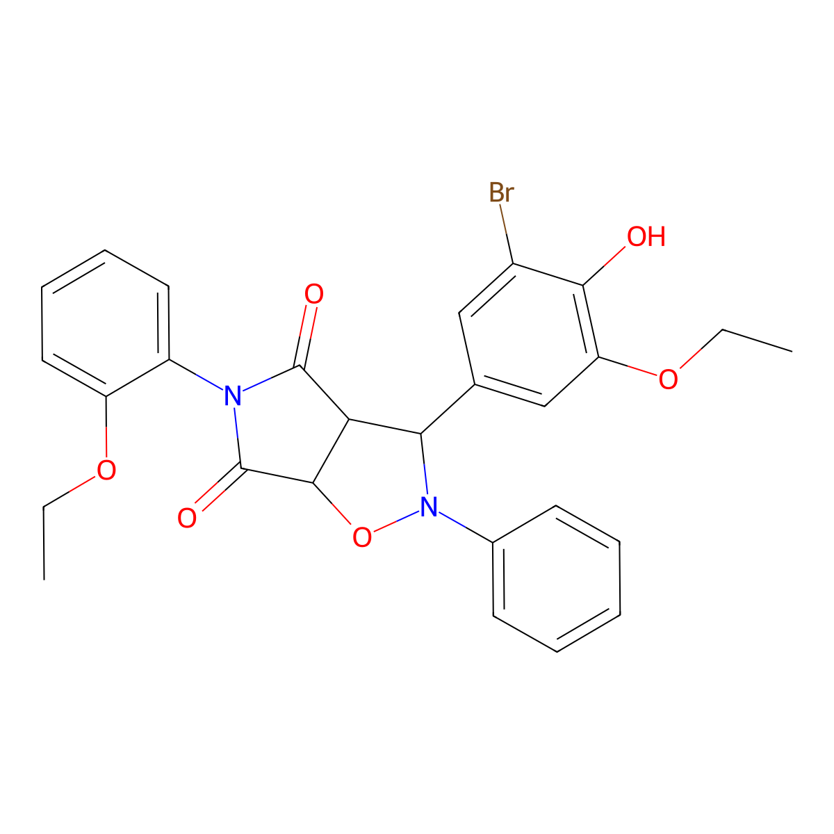 3-(3-bromo-5-ethoxy-4-hydroxyphenyl)-5-(2-ethoxyphenyl)-2-phenyldihydro-2H-pyrrolo[3,4-d][1,2]oxazole-4,6(3H,5H)-dione molecular structure, CAS 1024312-65-9