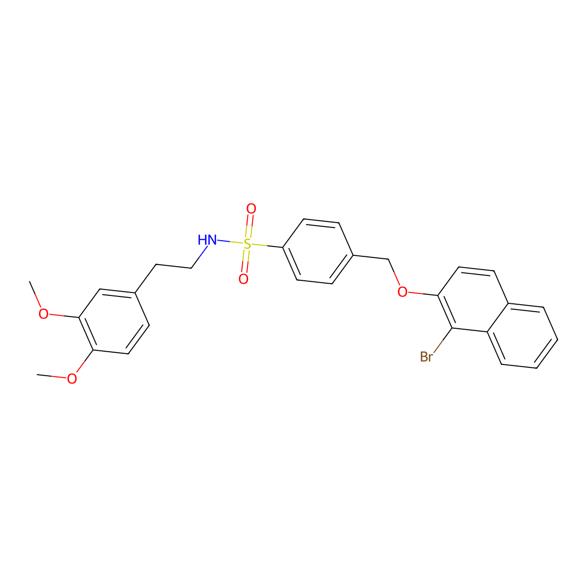 (2-(3,4-Dimethoxyphenyl)ethyl)((4-((1-bromo(2-naphthyloxy))methyl)phenyl)sulfonyl)amine molecular structure, CAS 1024312-90-0