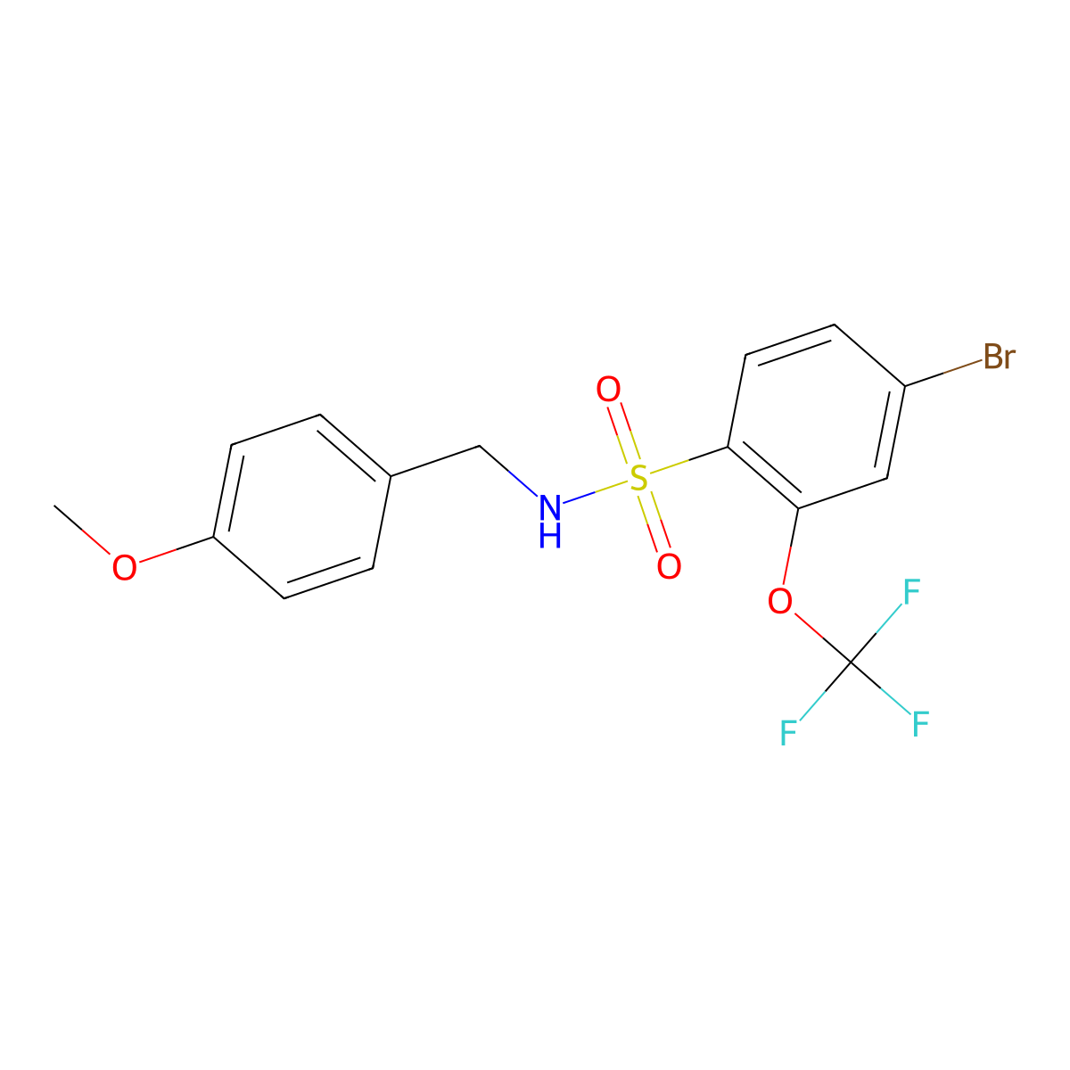 4-bromo-N-[(4-methoxyphenyl)methyl]-2-(trifluoromethoxy)benzenesulfonamide molecular structure, CAS 1024313-33-4