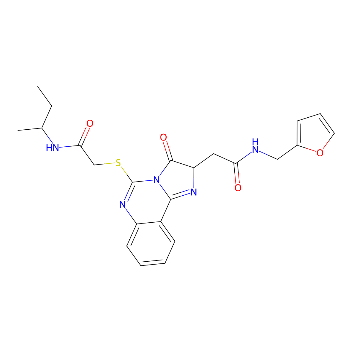N-(butan-2-yl)-2-{[2-({[(furan-2-yl)methyl]carbamoyl}methyl)-3-oxo-2H,3H-imidazo[1,2-c]quinazolin-5-yl]sulfanyl}acetamide molecular structure, CAS 1024313-52-7