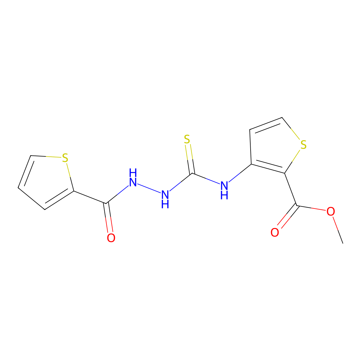 Methyl 3-[(thiophene-2-carbonylamino)carbamothioylamino]thiophene-2-carboxylate molecular structure, CAS 1024316-57-1