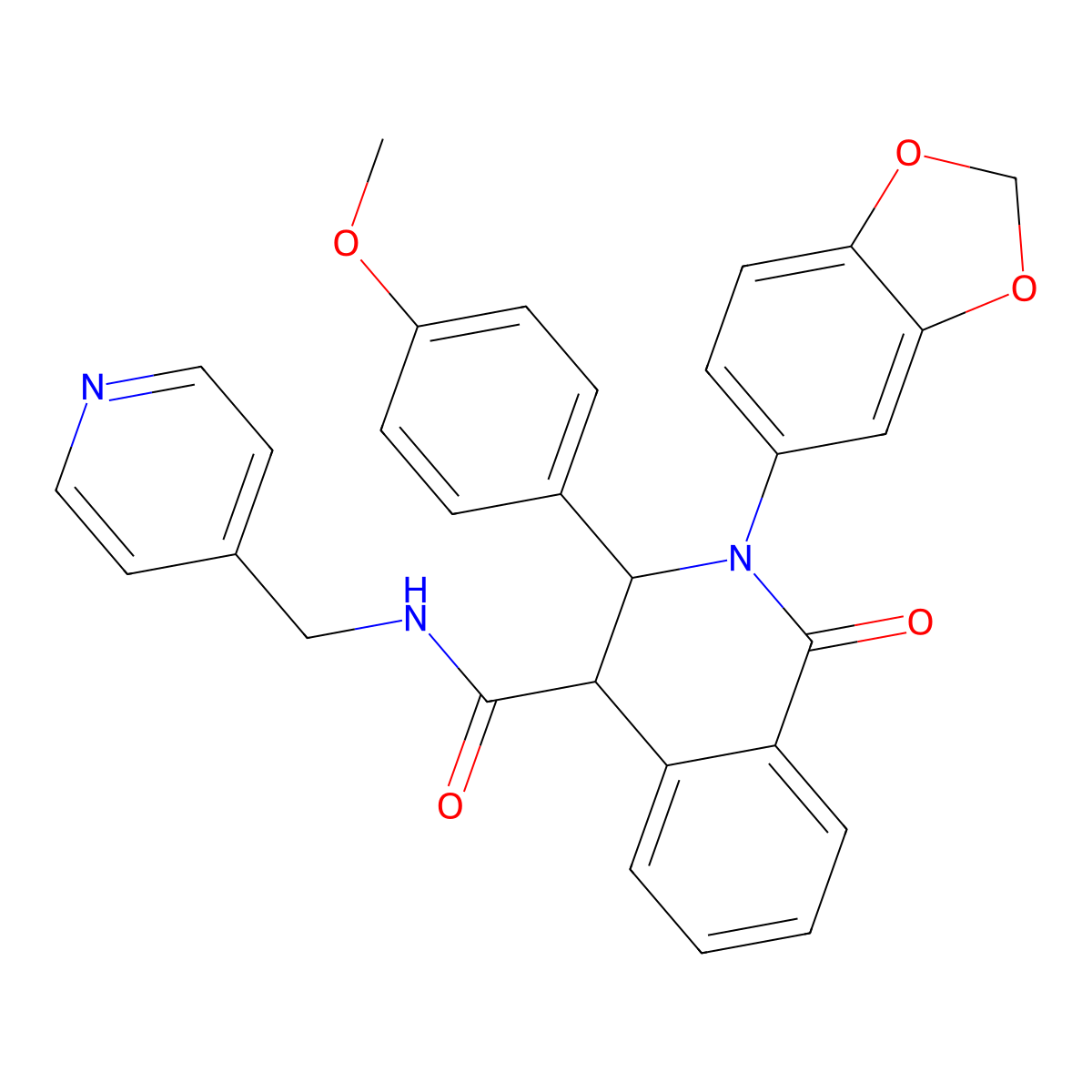 2-(1,3-benzodioxol-5-yl)-3-(4-methoxyphenyl)-1-oxo-N-(pyridin-4-ylmethyl)-3,4-dihydroisoquinoline-4-carboxamide molecular structure, CAS 1024316-59-3