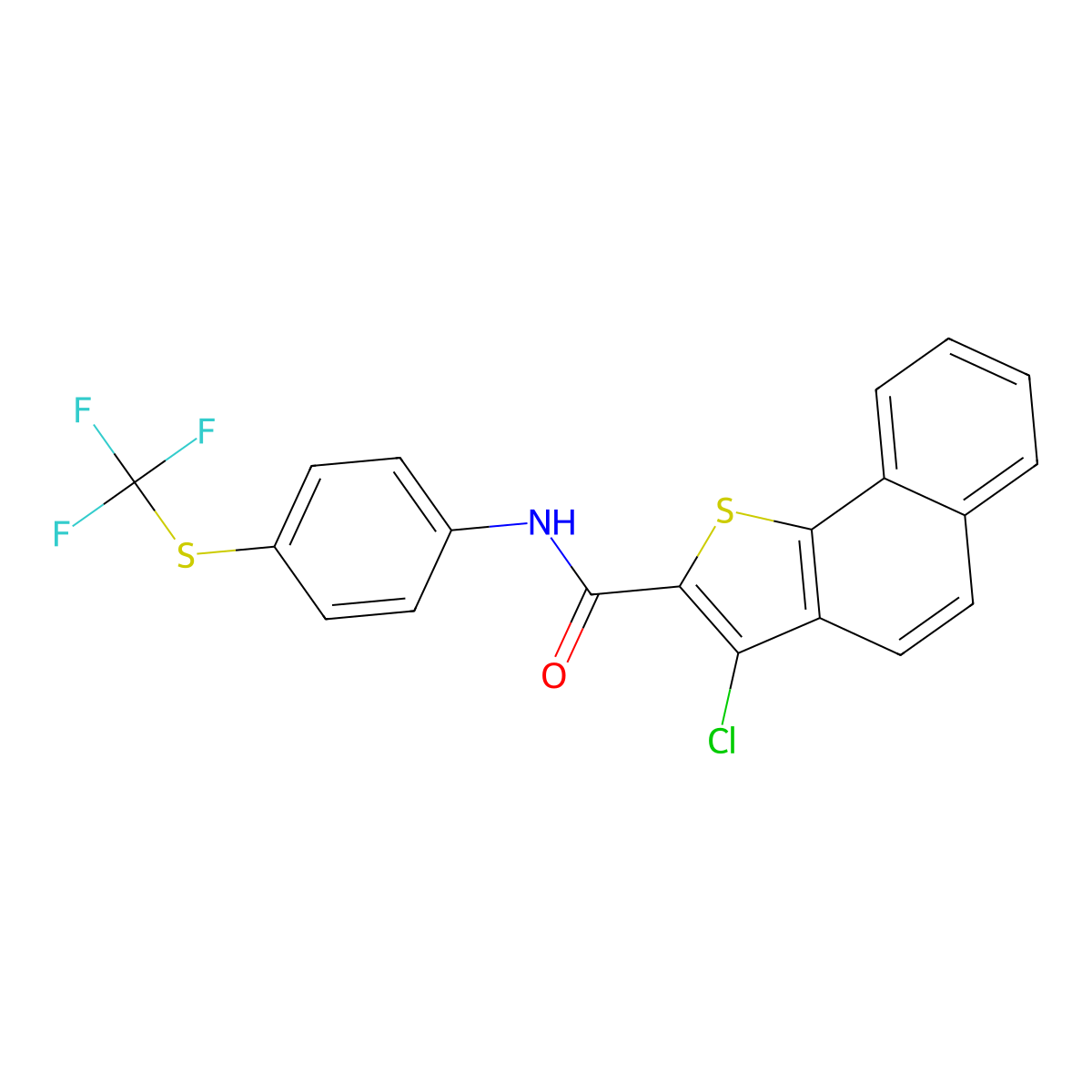 3-chloro-N-[4-(trifluoromethylsulfanyl)phenyl]benzo[g][1]benzothiole-2-carboxamide molecular structure, CAS 1024316-70-8