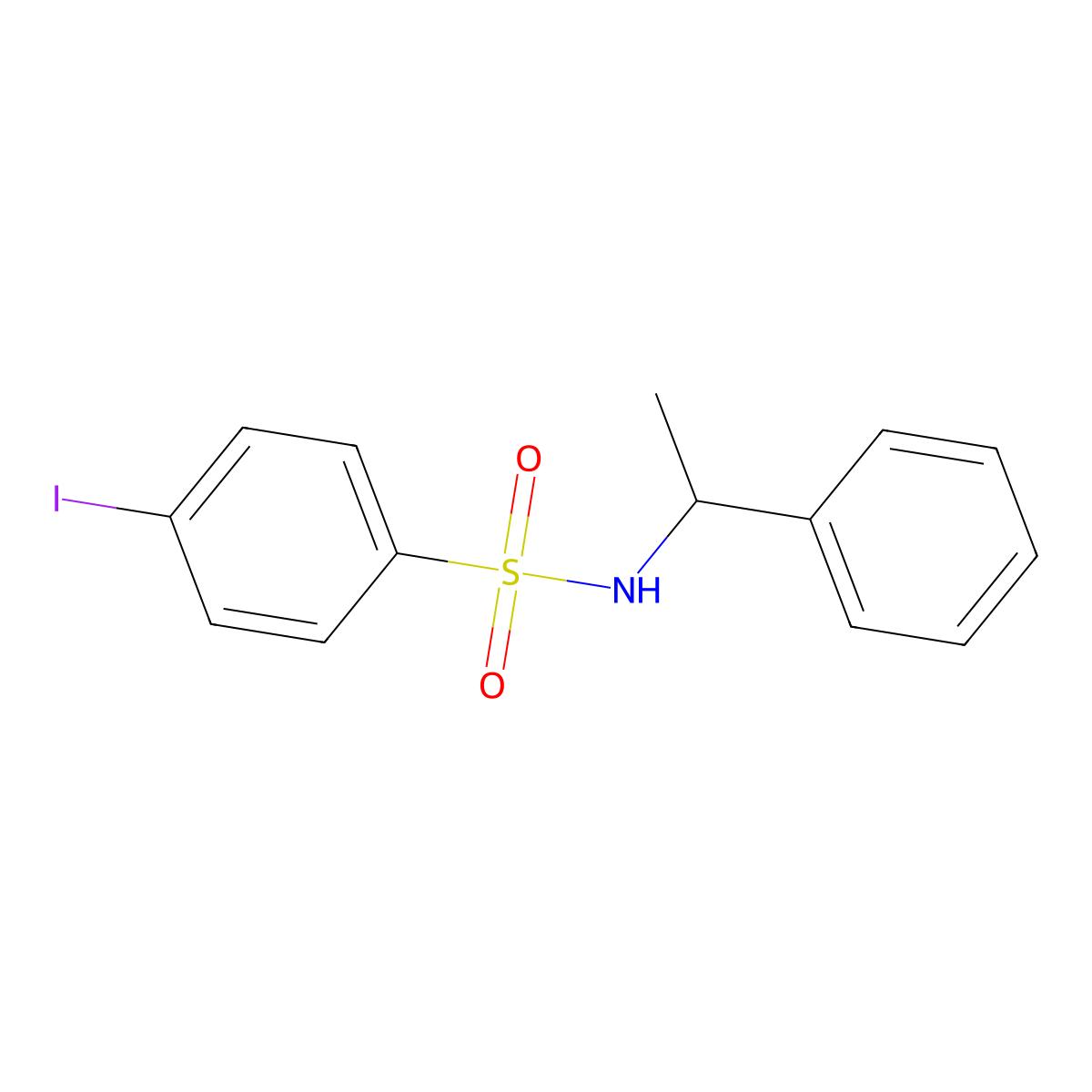 4-iodo-N-(1-phenylethyl)benzenesulfonamide molecular structure, CAS 1024317-44-9