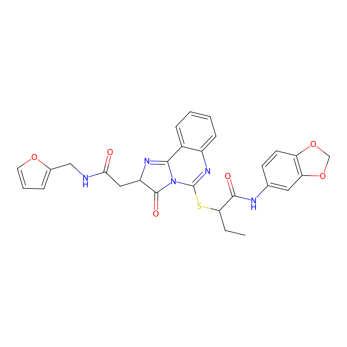 N-(1,3-benzodioxol-5-yl)-2-[[2-[2-(furan-2-ylmethylamino)-2-oxoethyl]-3-oxo-2H-imidazo[1,2-c]quinazolin-5-yl]sulfanyl]butanamide molecular structure, CAS 1024317-70-1