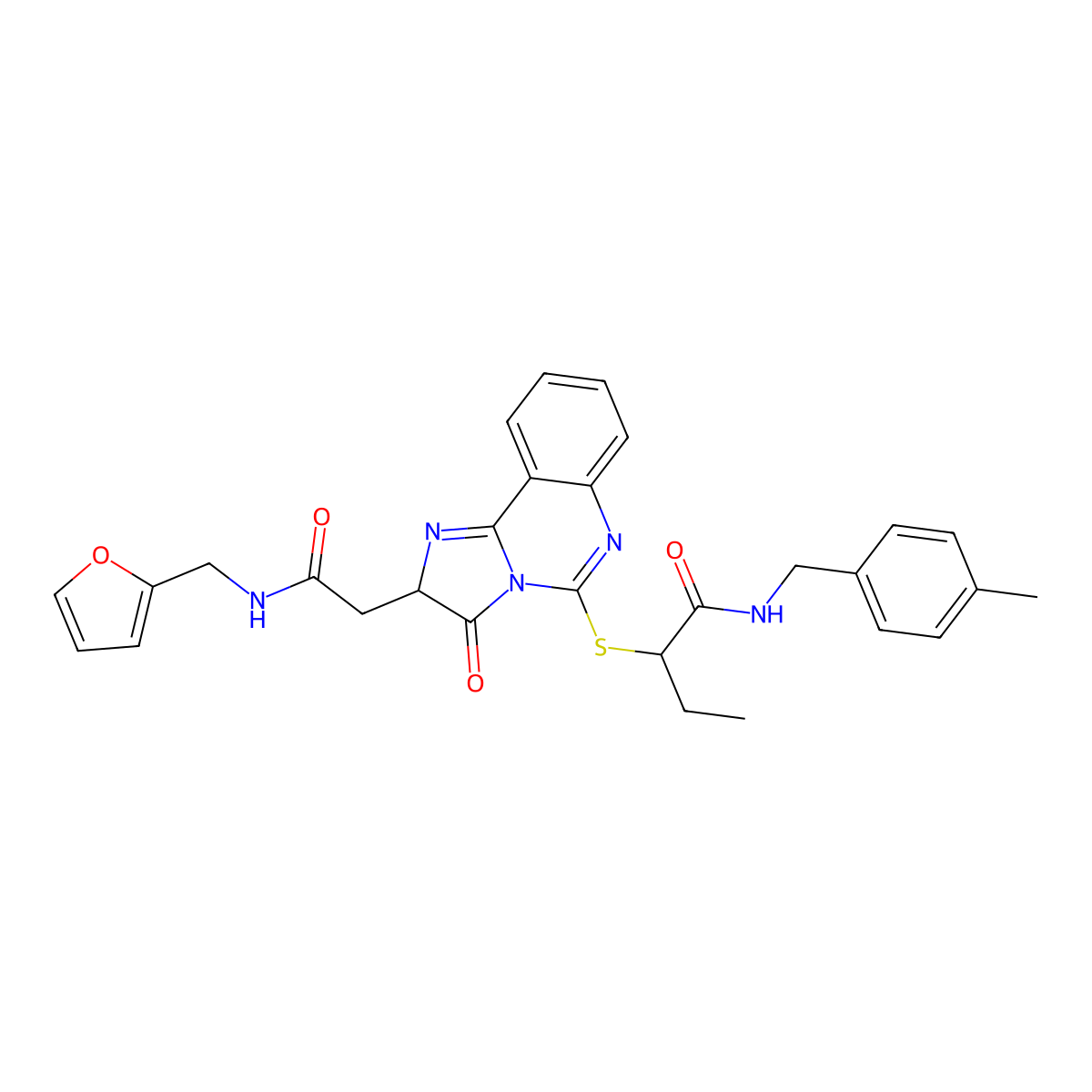 2-[[2-[2-(furan-2-ylmethylamino)-2-oxoethyl]-3-oxo-2H-imidazo[1,2-c]quinazolin-5-yl]sulfanyl]-N-[(4-methylphenyl)methyl]butanamide molecular structure, CAS 1024317-74-5