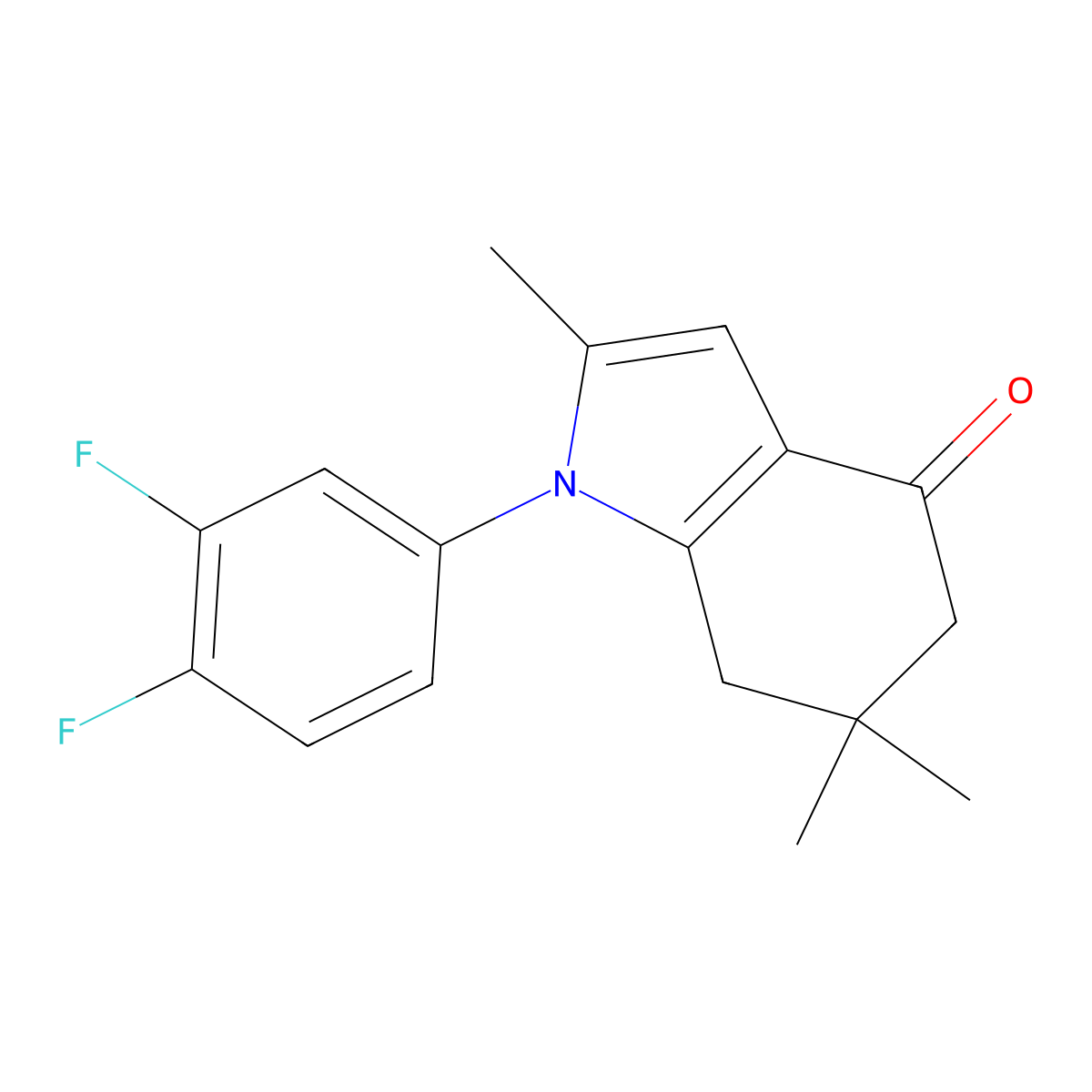 1-(3,4-Difluorophenyl)-2,6,6-trimethyl-5,6,7-trihydroindol-4-one molecular structure, CAS 1024324-24-0