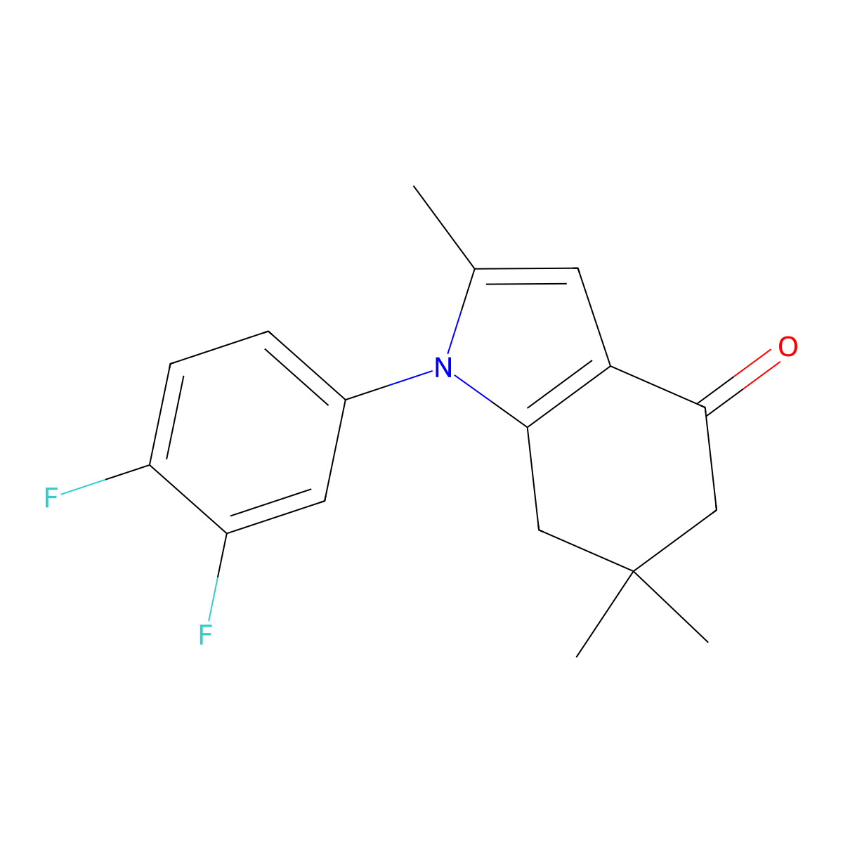 1-(3,4-Difluorophenyl)-2,6,6-trimethyl-5,6,7-trihydroindol-4-one molecular structure, CAS 1024324-24-0