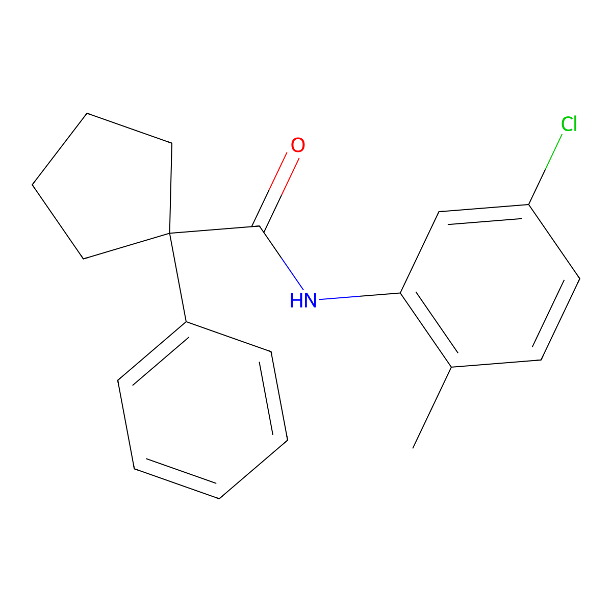 N-(5-chloro-2-methylphenyl)-1-phenylcyclopentane-1-carboxamide molecular structure, CAS 1024330-56-0