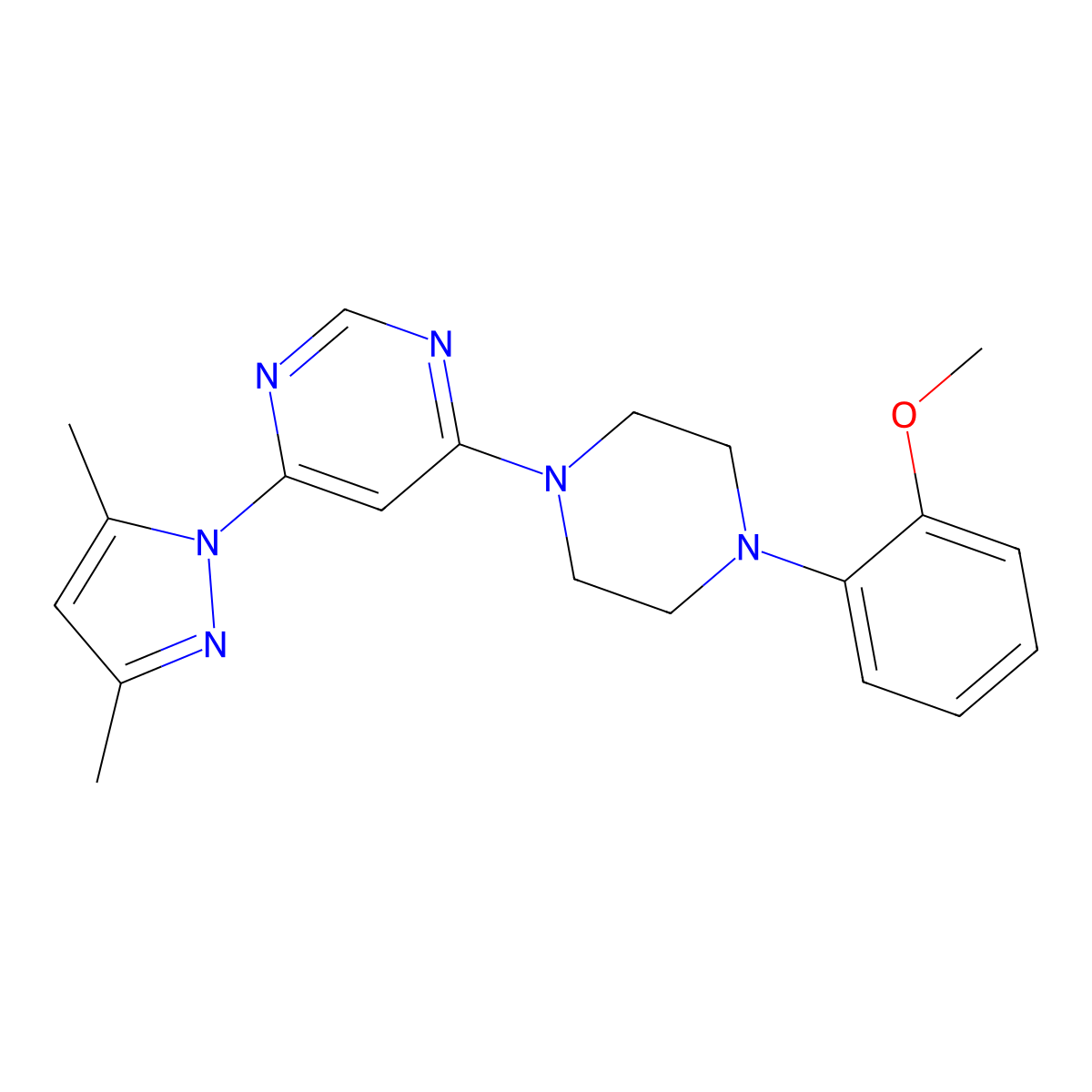 4-(3,5-Dimethylpyrazol-1-yl)-6-[4-(2-methoxyphenyl)piperazin-1-yl]pyrimidine molecular structure, CAS 1024332-58-8