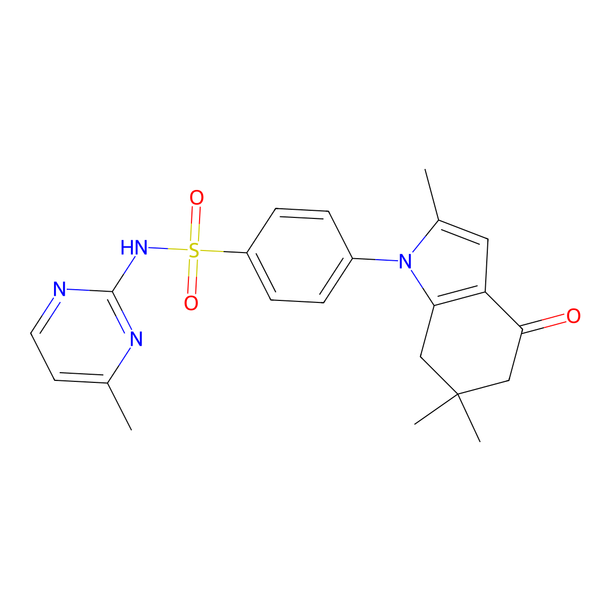 N-(4-methylpyrimidin-2-yl)-4-(2,6,6-trimethyl-4-oxo-5,7-dihydroindol-1-yl)benzenesulfonamide molecular structure, CAS 1024333-97-8