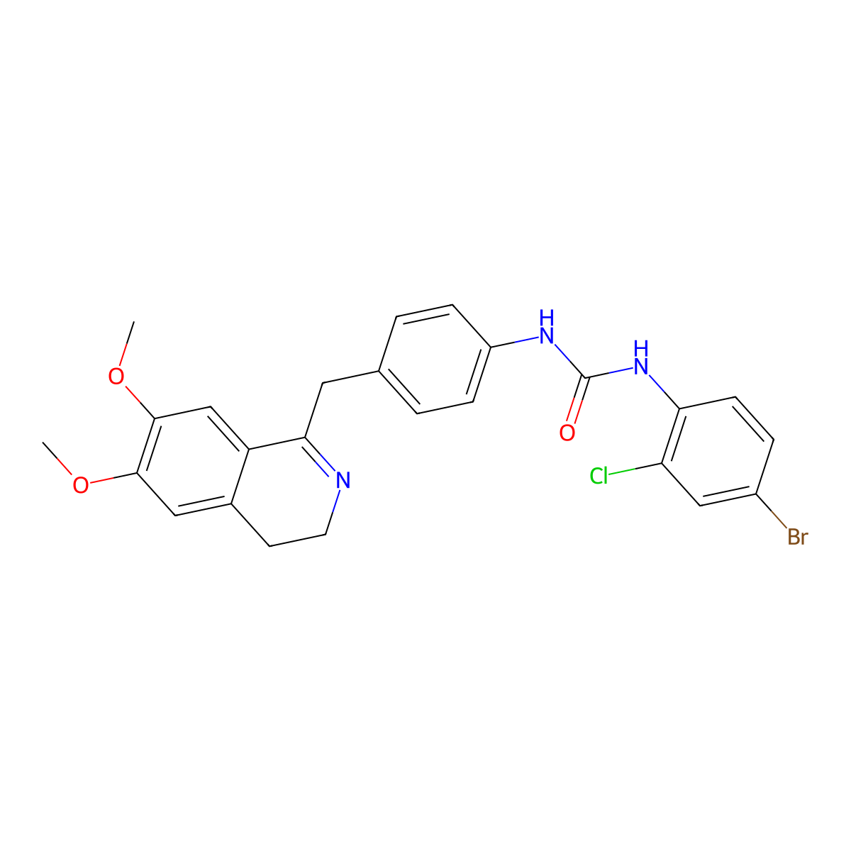 1-(4-Bromo-2-chlorophenyl)-3-[4-[(6,7-dimethoxy-3,4-dihydroisoquinolin-1-yl)methyl]phenyl]urea molecular structure, CAS 1024336-96-6