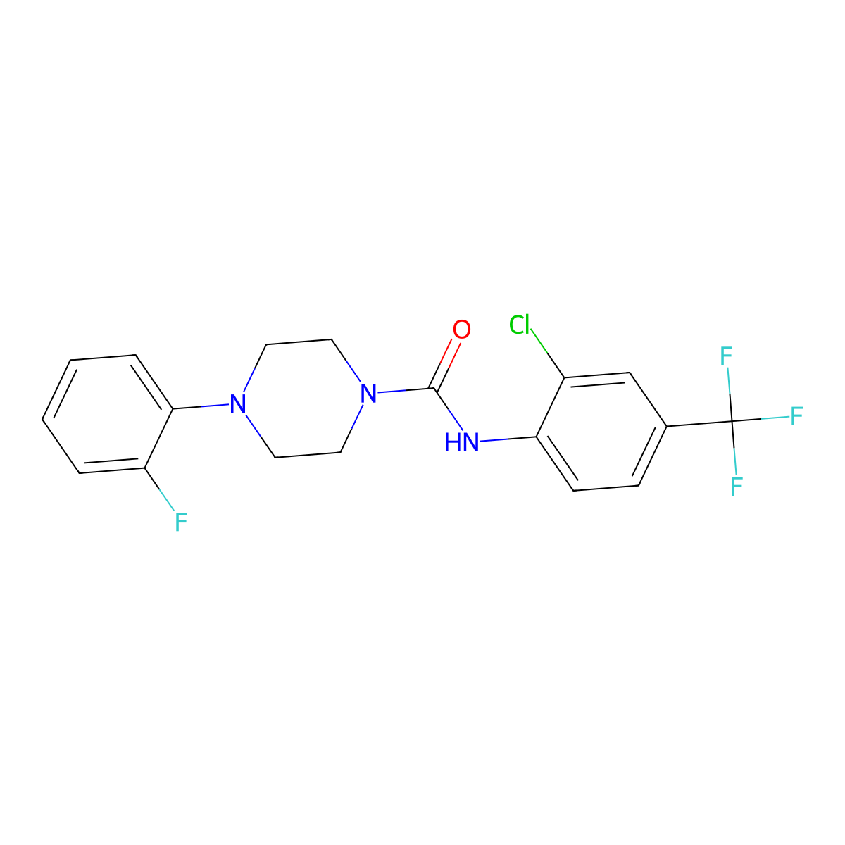 N-[2-chloro-4-(trifluoromethyl)phenyl]-4-(2-fluorophenyl)piperazine-1-carboxamide molecular structure, CAS 1024337-20-9