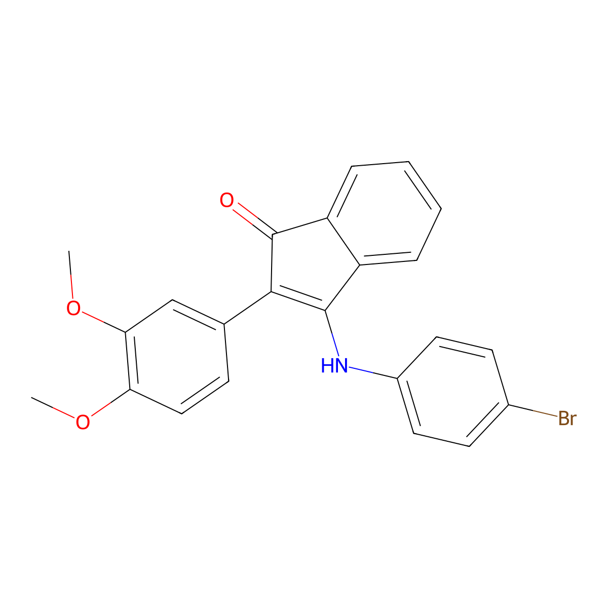 2-(3,4-Dimethoxyphenyl)-3-((4-bromophenyl)amino)inden-1-one molecular structure, CAS 1024337-22-1