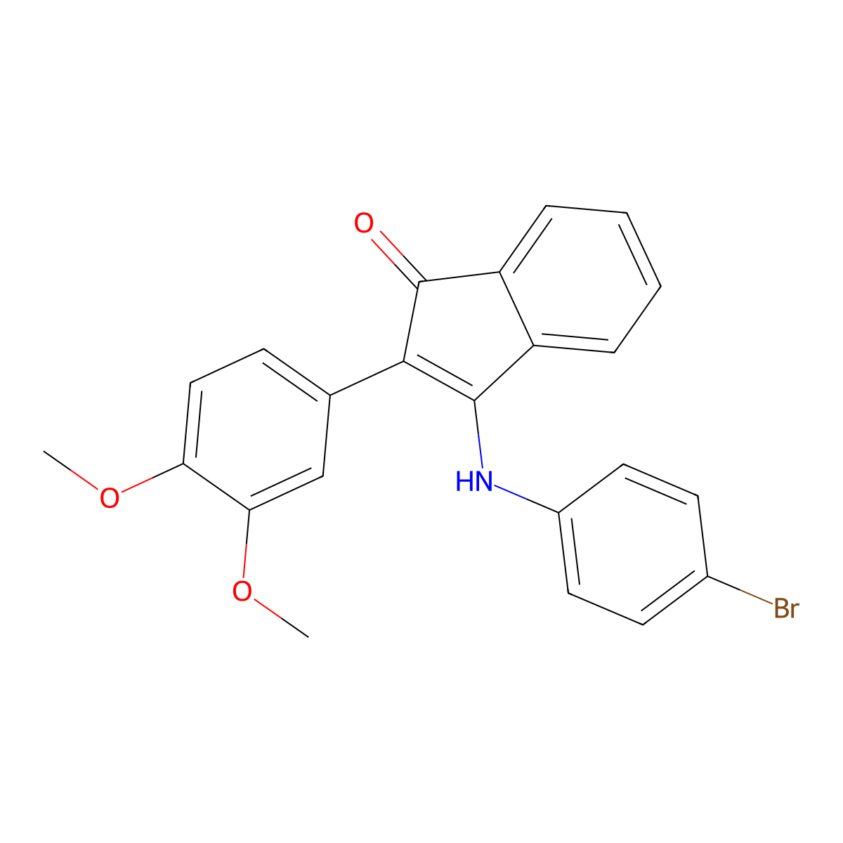 2-(3,4-Dimethoxyphenyl)-3-((4-bromophenyl)amino)inden-1-one molecular structure, CAS 1024337-22-1