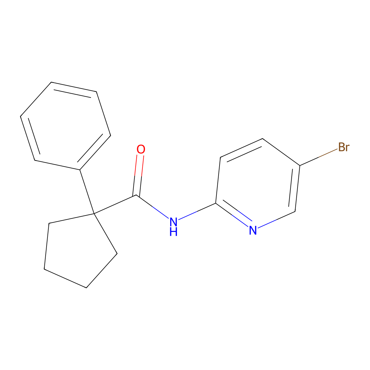 N-(5-bromopyridin-2-yl)-1-phenylcyclopentane-1-carboxamide molecular structure, CAS 1024337-23-2