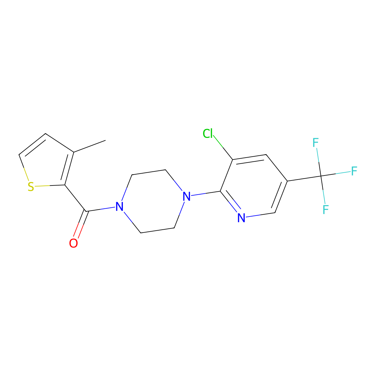 1-[3-Chloro-5-(trifluoromethyl)pyridin-2-yl]-4-(3-methylthiophene-2-carbonyl)piperazine molecular structure, CAS 1024338-68-8