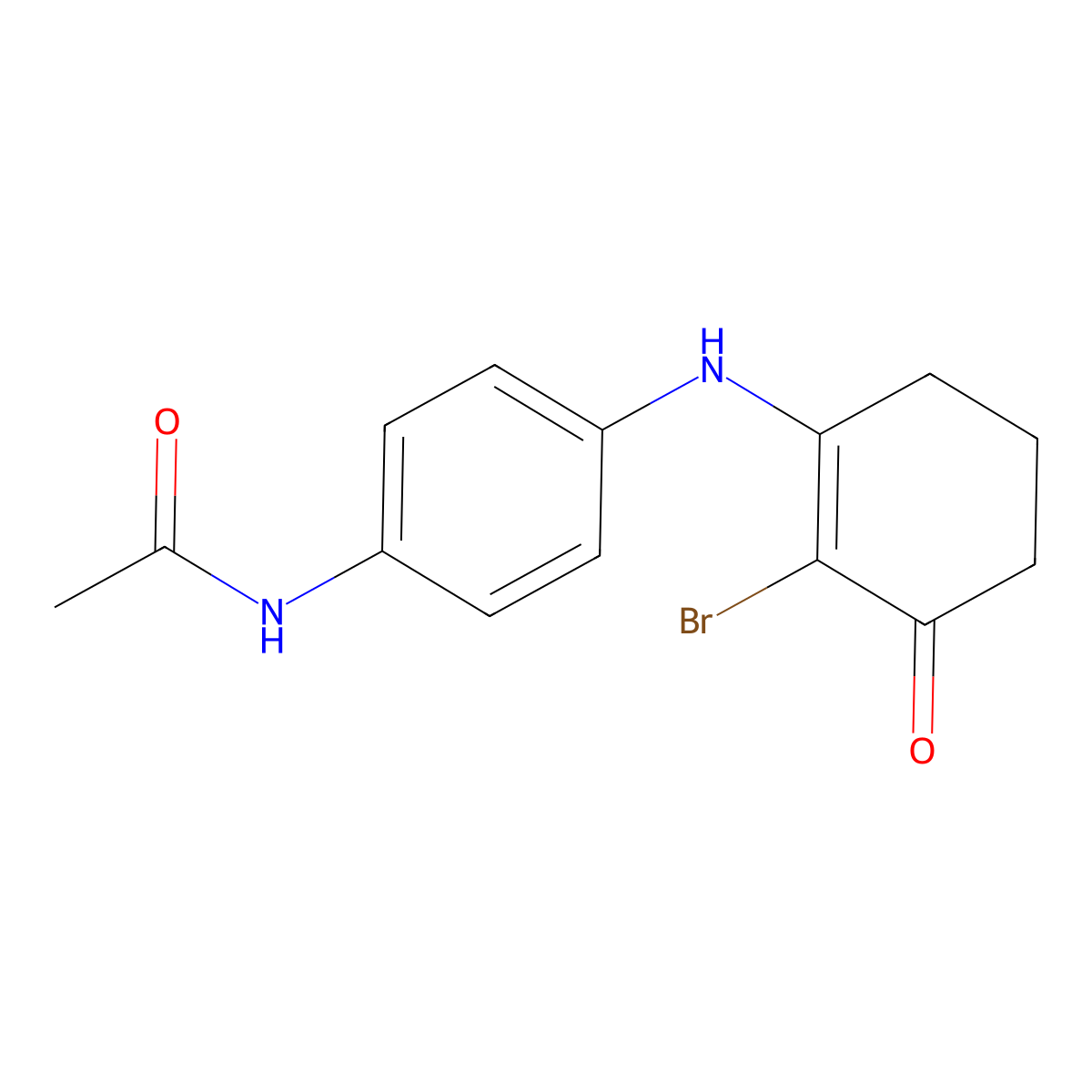 N-{4-[(2-bromo-3-oxocyclohex-1-en-1-yl)amino]phenyl}acetamide molecular structure, CAS 1024338-97-3