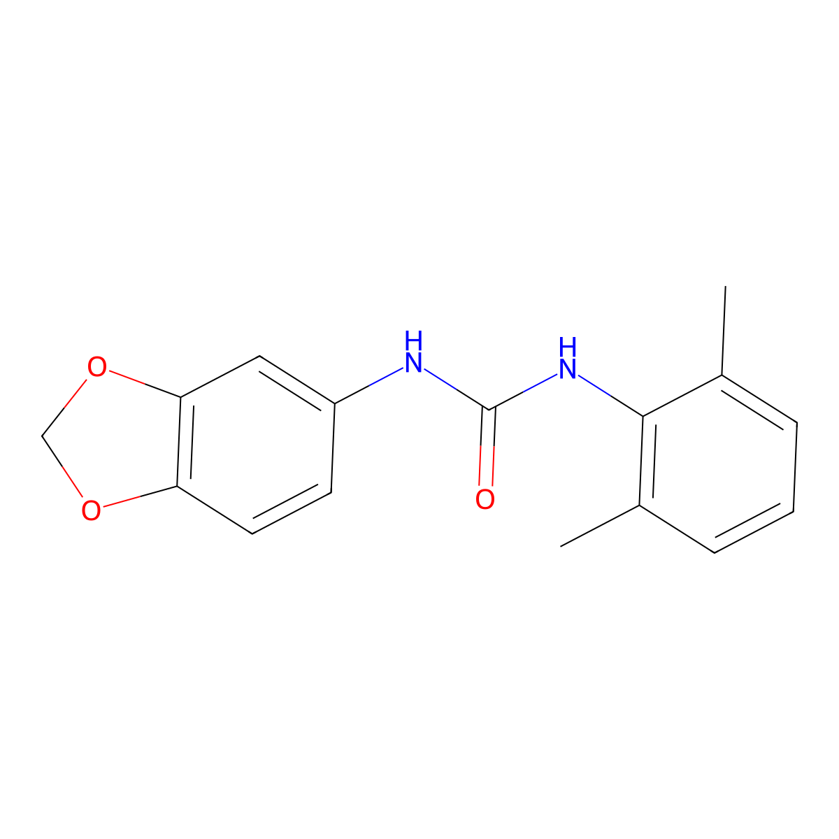 Urea, 1-(1,3-benzodioxol-5-yl)-3-(2,6-xylyl)- molecular structure, CAS 102434-05-9
