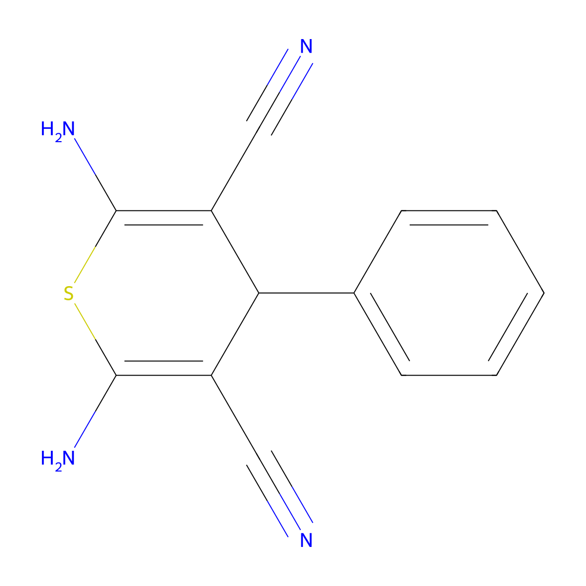 2,6-Diamino-4-phenyl-4H-thiopyran-3,5-dicarbonitrile molecular structure, CAS 102434-73-1