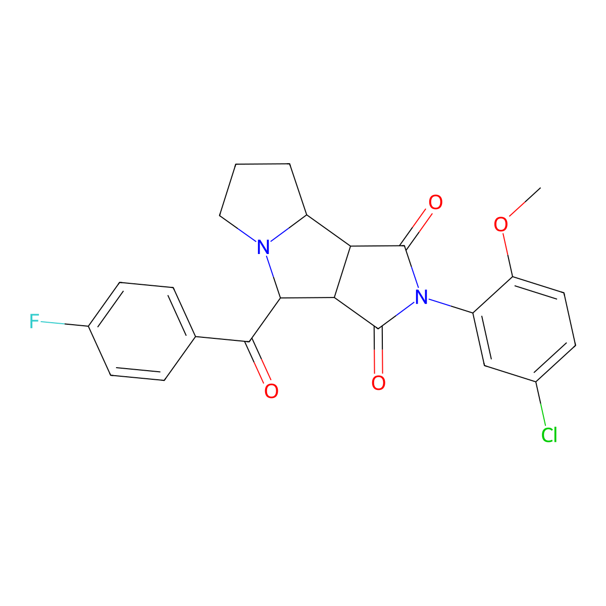2-(5-chloro-2-methoxyphenyl)-4-[(4-fluorophenyl)carbonyl]hexahydropyrrolo[3,4-a]pyrrolizine-1,3(2H,4H)-dione molecular structure, CAS 1024343-94-9