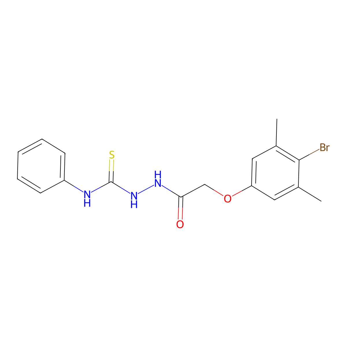 2-(4-Bromo-3,5-dimethylphenoxy)-N-(((phenylamino)thioxomethyl)amino)ethanamide molecular structure, CAS 1024346-57-3
