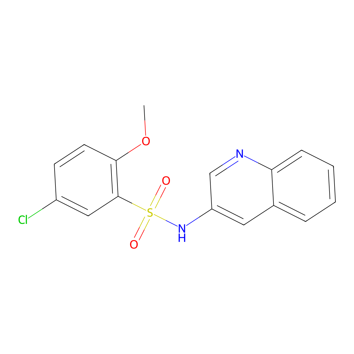 5-chloro-2-methoxy-N-quinolin-3-ylbenzenesulfonamide molecular structure, CAS 1024346-65-3