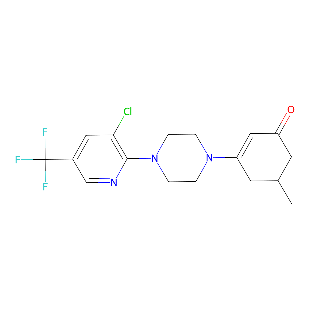 3-[4-[3-Chloro-5-(trifluoromethyl)pyridin-2-yl]piperazin-1-yl]-5-methylcyclohex-2-en-1-one molecular structure, CAS 1024353-40-9