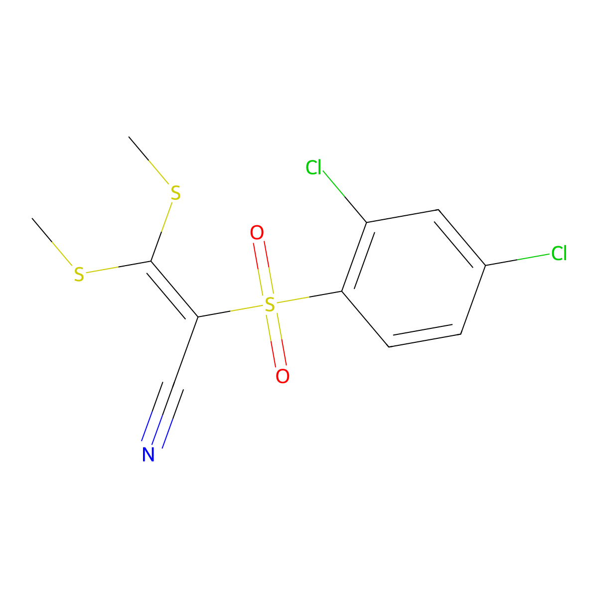 2-((2,4-Dichlorophenyl)sulfonyl)-3,3-dimethylthioprop-2-enenitrile molecular structure, CAS 1024353-41-0