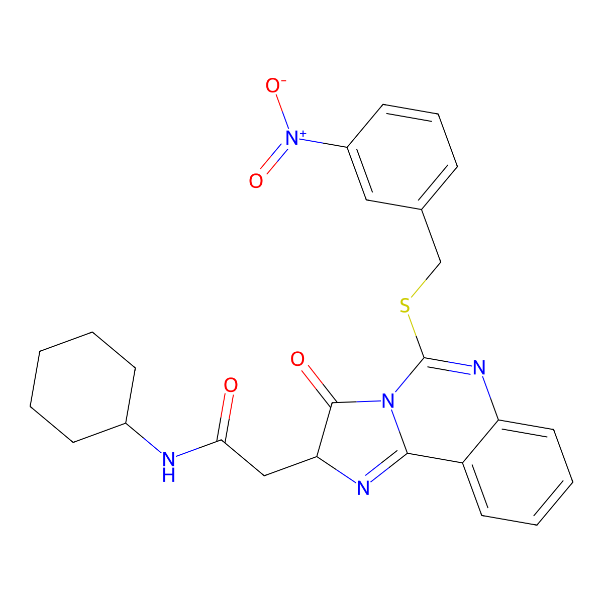 N-cyclohexyl-2-[5-[(3-nitrophenyl)methylsulfanyl]-3-oxo-2H-imidazo[1,2-c]quinazolin-2-yl]acetamide molecular structure, CAS 1024357-16-1