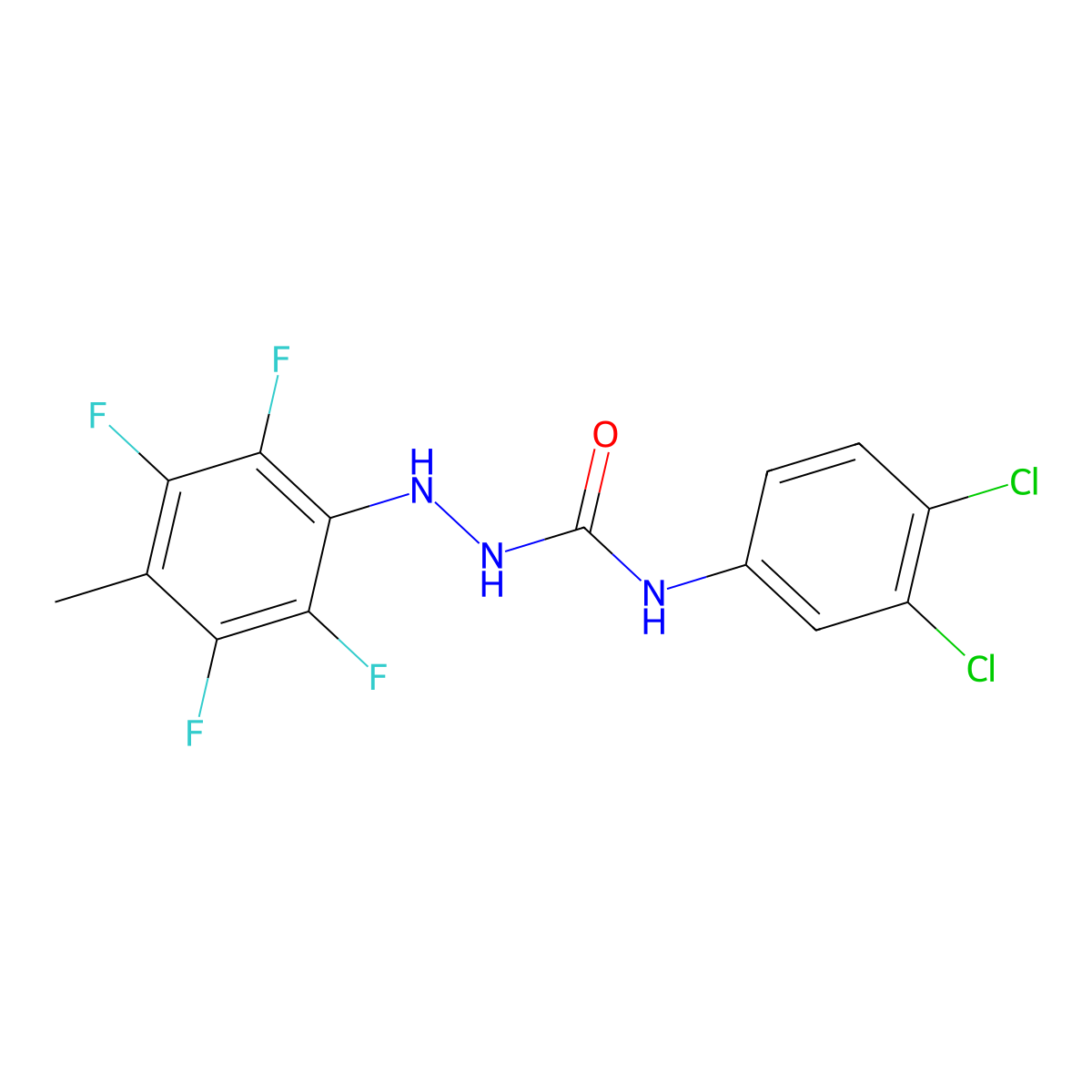 N-(3,4-dichlorophenyl)-2-(2,3,5,6-tetrafluoro-4-methylphenyl)-1-hydrazinecarboxamide molecular structure, CAS 1024357-21-8