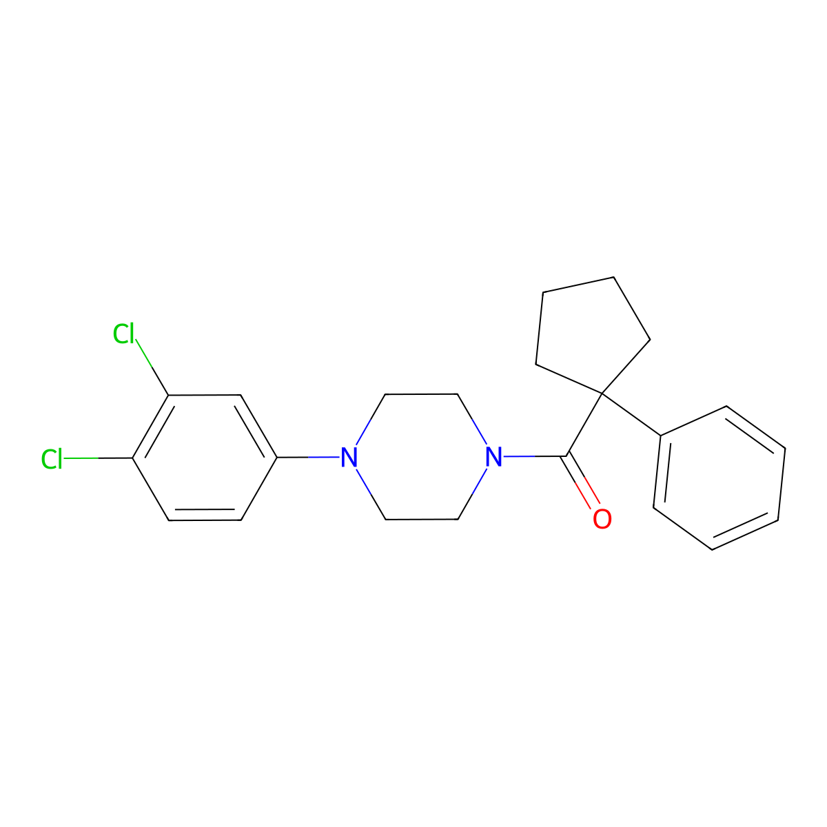 [4-(3,4-Dichlorophenyl)piperazin-1-yl]-(1-phenylcyclopentyl)methanone molecular structure, CAS 1024360-29-9