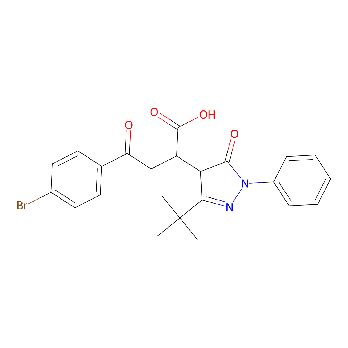 4-(4-bromophenyl)-2-(3-tert-butyl-5-oxo-1-phenyl-4H-pyrazol-4-yl)-4-oxobutanoic acid molecular structure, CAS 1024365-30-7