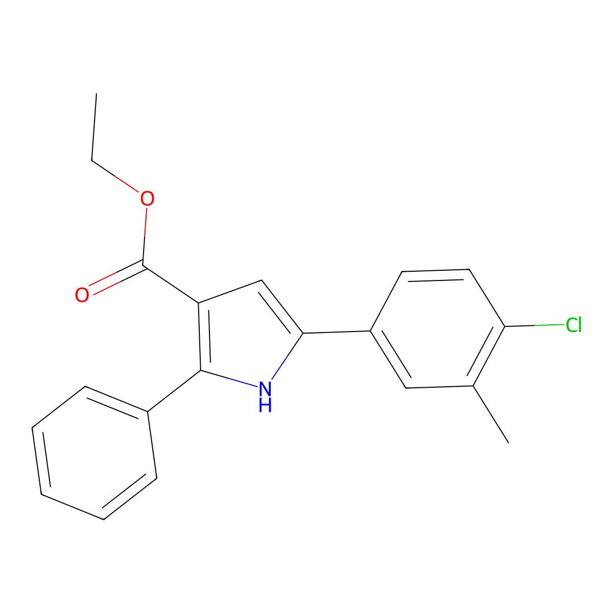 ethyl 5-(4-chloro-3-methylphenyl)-2-phenyl-1H-pyrrole-3-carboxylate molecular structure, CAS 1024365-34-1