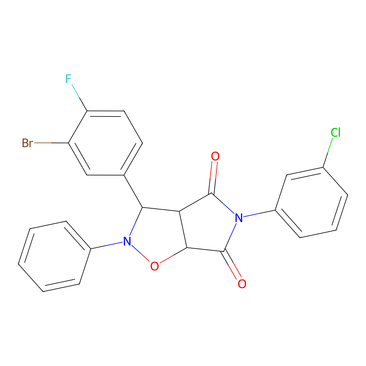 3-(3-bromo-4-fluorophenyl)-5-(3-chlorophenyl)-2-phenyldihydro-2H-pyrrolo[3,4-d][1,2]oxazole-4,6(3H,5H)-dione molecular structure, CAS 1024365-93-2