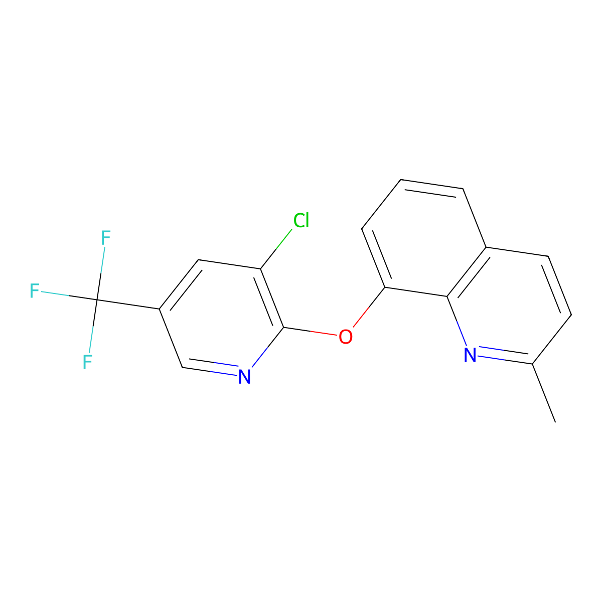 8-((3-Chloro-5-(trifluoromethyl)pyridin-2-yl)oxy)-2-methylquinoline molecular structure, CAS 1024367-69-8
