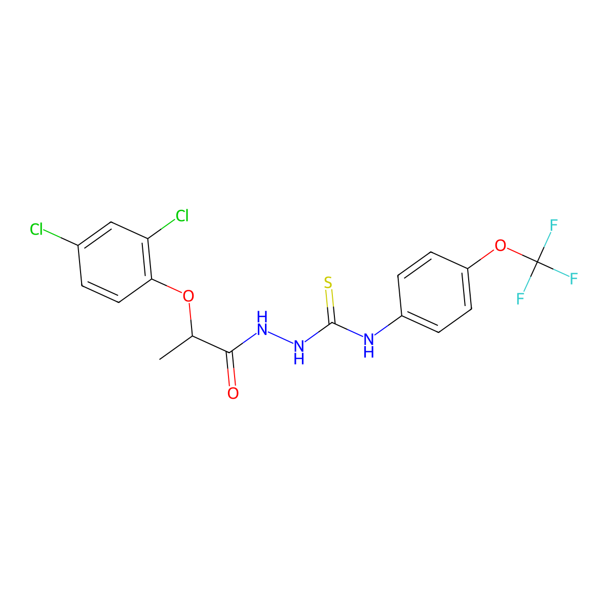 1-[2-(2,4-Dichlorophenoxy)propanoylamino]-3-[4-(trifluoromethoxy)phenyl]thiourea molecular structure, CAS 1024372-58-4