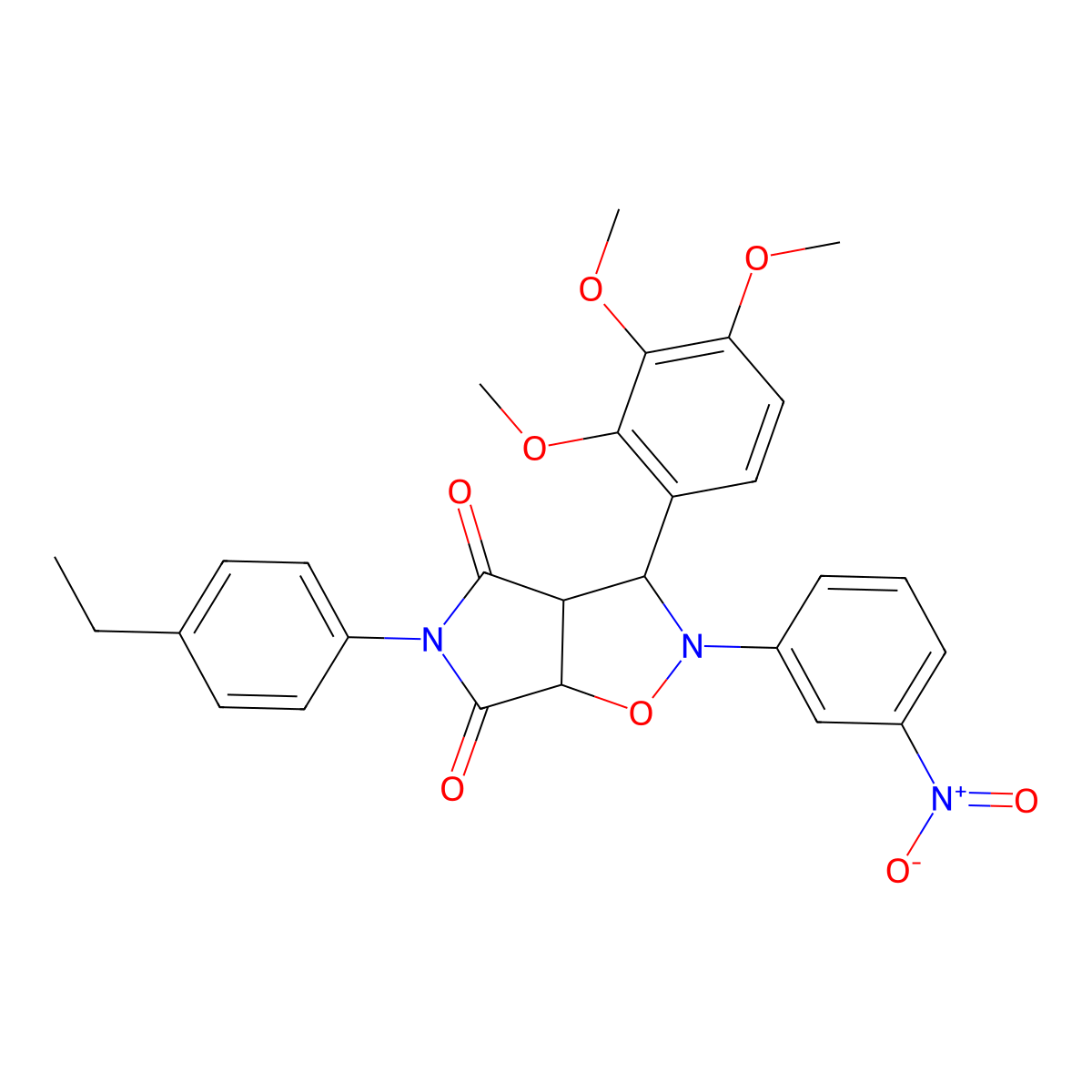 5-(4-ethylphenyl)-2-(3-nitrophenyl)-3-(2,3,4-trimethoxyphenyl)dihydro-2H-pyrrolo[3,4-d][1,2]oxazole-4,6(3H,5H)-dione molecular structure, CAS 1024373-89-4