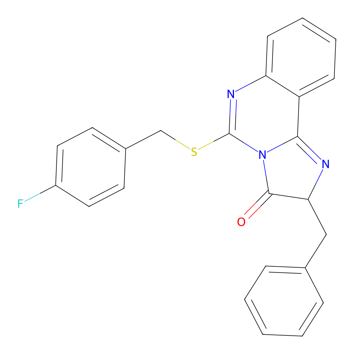 2-benzyl-5-[(4-fluorophenyl)methylsulfanyl]-2H-imidazo[1,2-c]quinazolin-3-one molecular structure, CAS 1024374-35-3