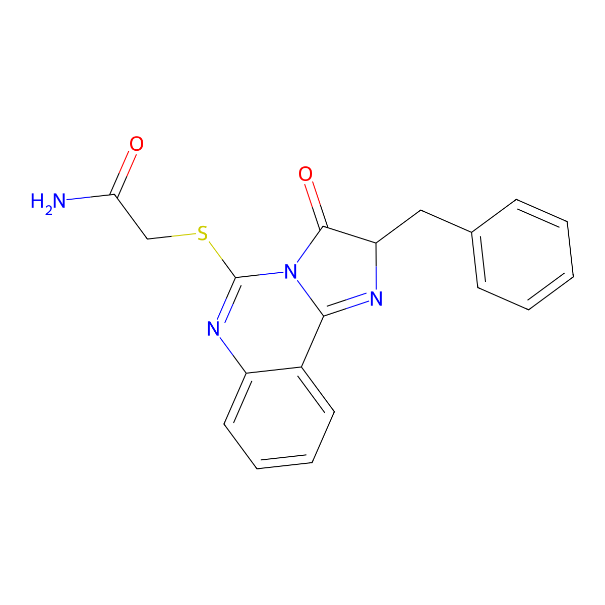 2-({2-benzyl-3-oxo-2H,3H-imidazo[1,2-c]quinazolin-5-yl}sulfanyl)acetamide molecular structure, CAS 1024374-40-0
