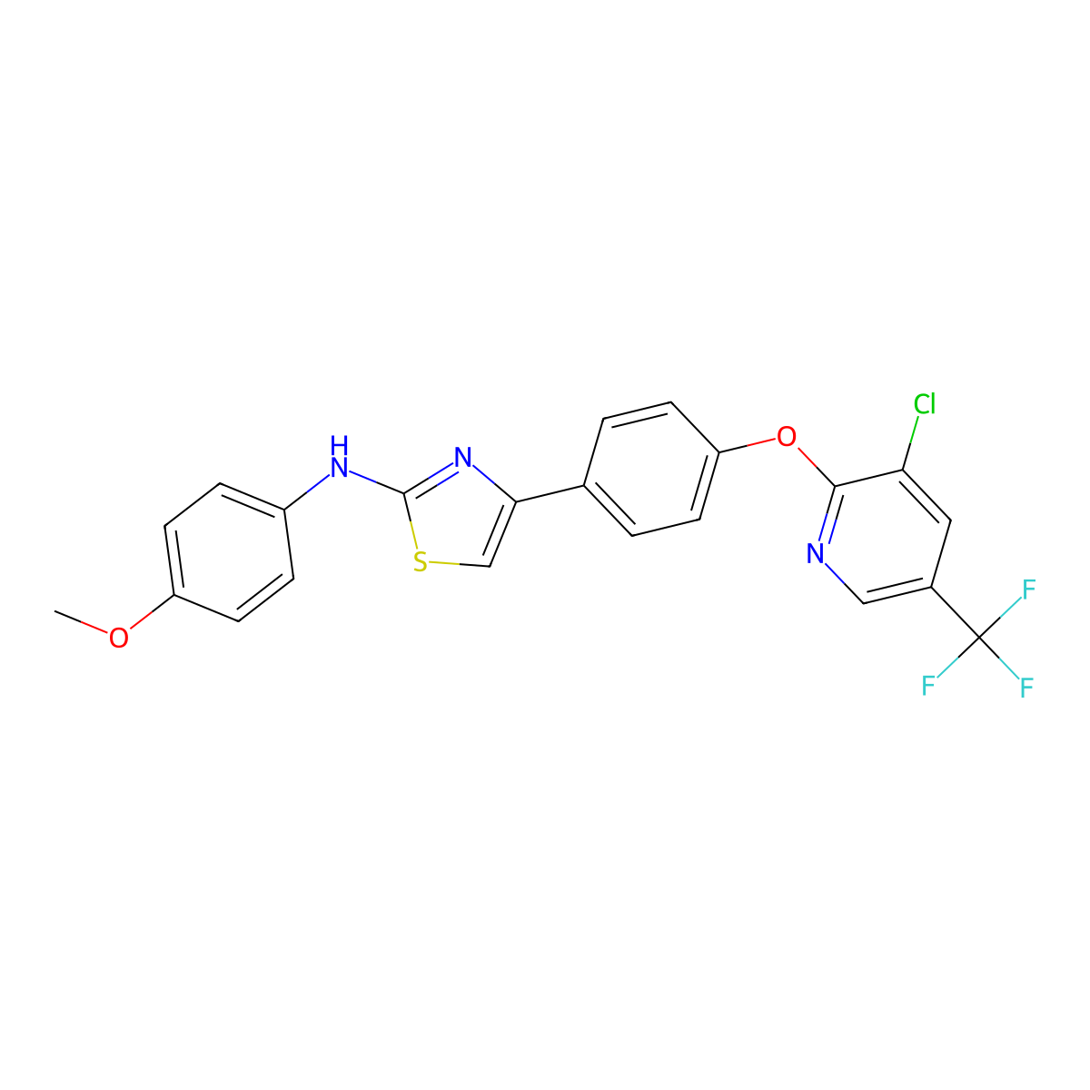 4-[4-[3-chloro-5-(trifluoromethyl)pyridin-2-yl]oxyphenyl]-N-(4-methoxyphenyl)-1,3-thiazol-2-amine molecular structure, CAS 1024375-85-6