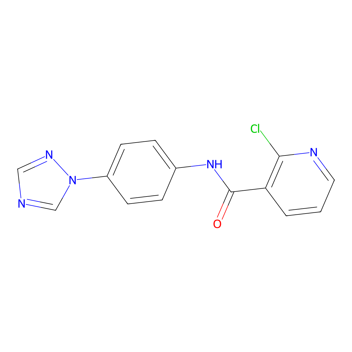 2-chloro-N-[4-(1,2,4-triazol-1-yl)phenyl]pyridine-3-carboxamide molecular structure, CAS 1024376-38-2