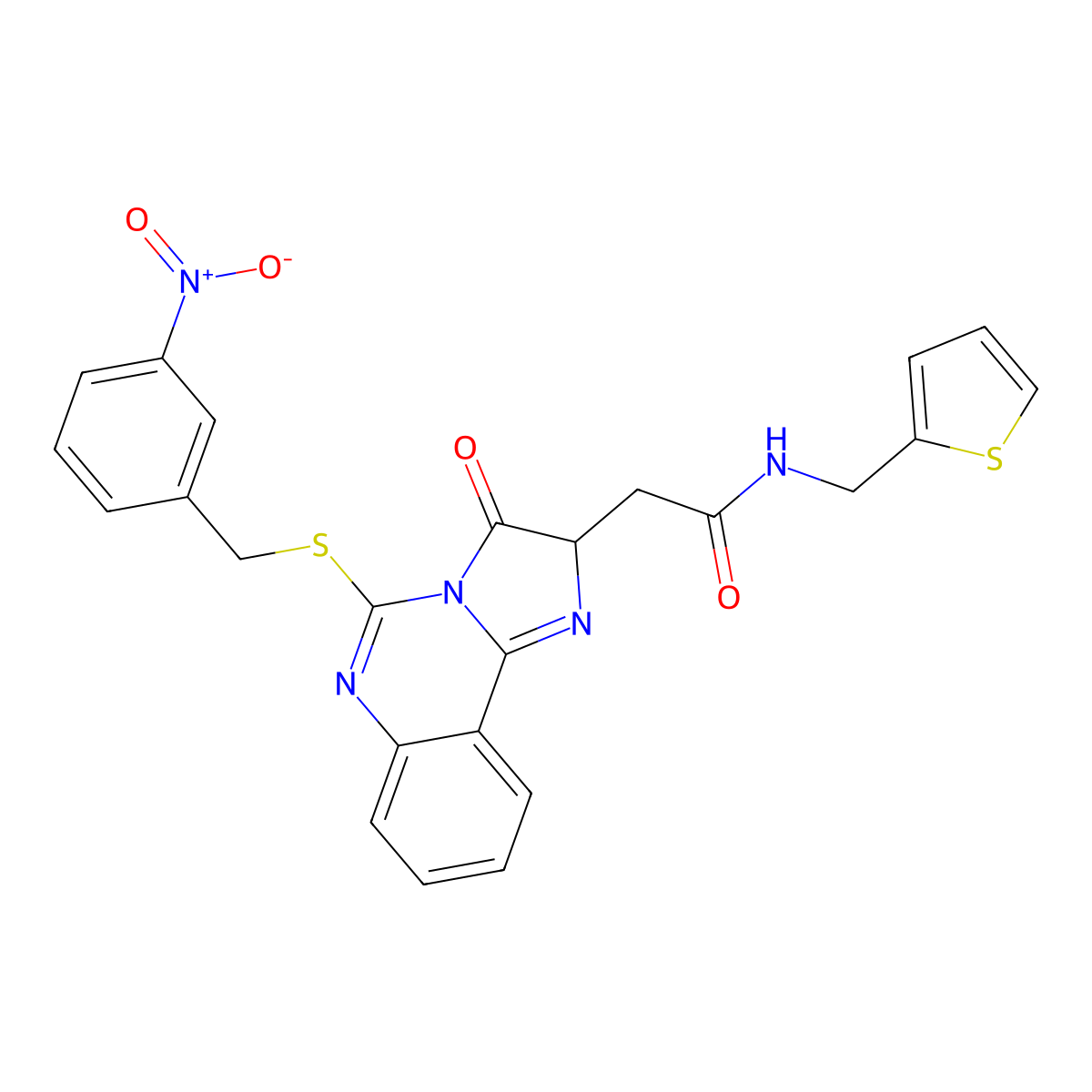 2-(5-{[(3-nitrophenyl)methyl]sulfanyl}-3-oxo-2H,3H-imidazo[1,2-c]quinazolin-2-yl)-N-[(thiophen-2-yl)methyl]acetamide molecular structure, CAS 1024377-36-3