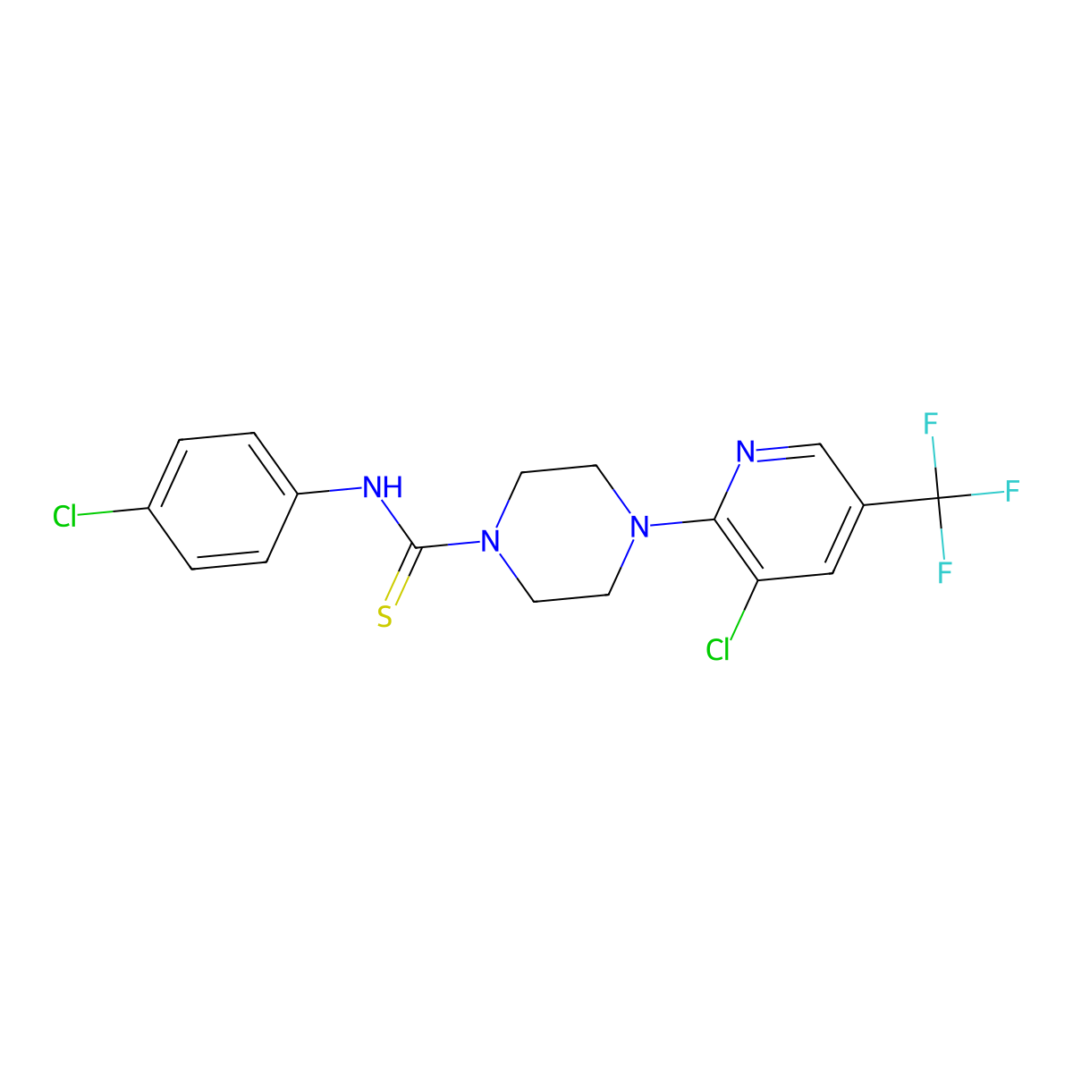 N-(4-chlorophenyl)-4-[3-chloro-5-(trifluoromethyl)pyridin-2-yl]piperazine-1-carbothioamide molecular structure, CAS 1024379-06-3